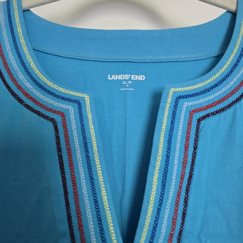Lands' End Blue Embroidered Tunic Dress - Picture 3 of 8